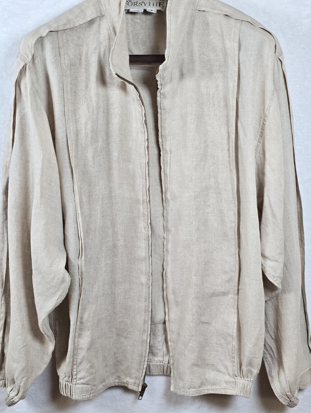 Vintage Roger Forsythe 100% Linen Bomber Lightweight Full Zip Jacket Sz.S - Picture 8 of 13